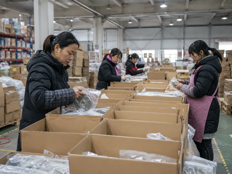 Illustrative product sorting and packing operation in a China warehouse